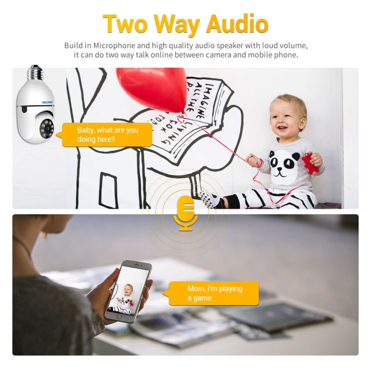 ESCAM PT208 1080P HD Light Bulb WiFi Camera, Support Motion Detection, Two-way Audio, Night Vision, TF Card ESCAM PT208 1080P HD Light Bulb WiFi Camera, Support Motion Detection, Two-way Audio, Night Vision, TF Card